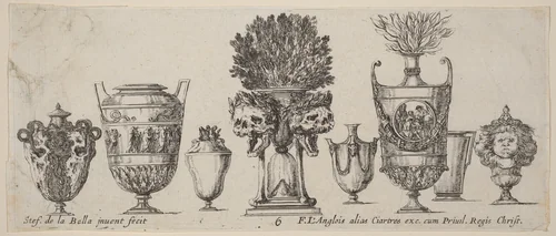 Fantastic Vases by Stefano della Bella, print, 1646