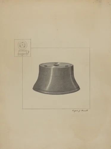 Pewter Inkwell by Eugene Barrell, index of american design, 1936