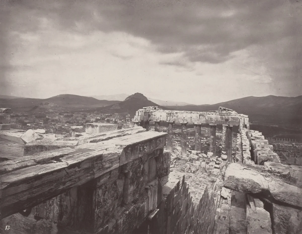 View Taken from the Same Point as No. 12, and Looking Eastward Over The Ruin of the Parthenon by William James Stillman, photograph, 1869