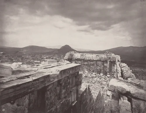 View Taken from the Same Point as No. 12, and Looking Eastward Over The Ruin of the Parthenon by William James Stillman, photograph, 1869