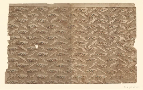 Blad met alternerend strooipatroon van uitgespaarde takjes en blaadjes by anonymous, other, 1750-1900