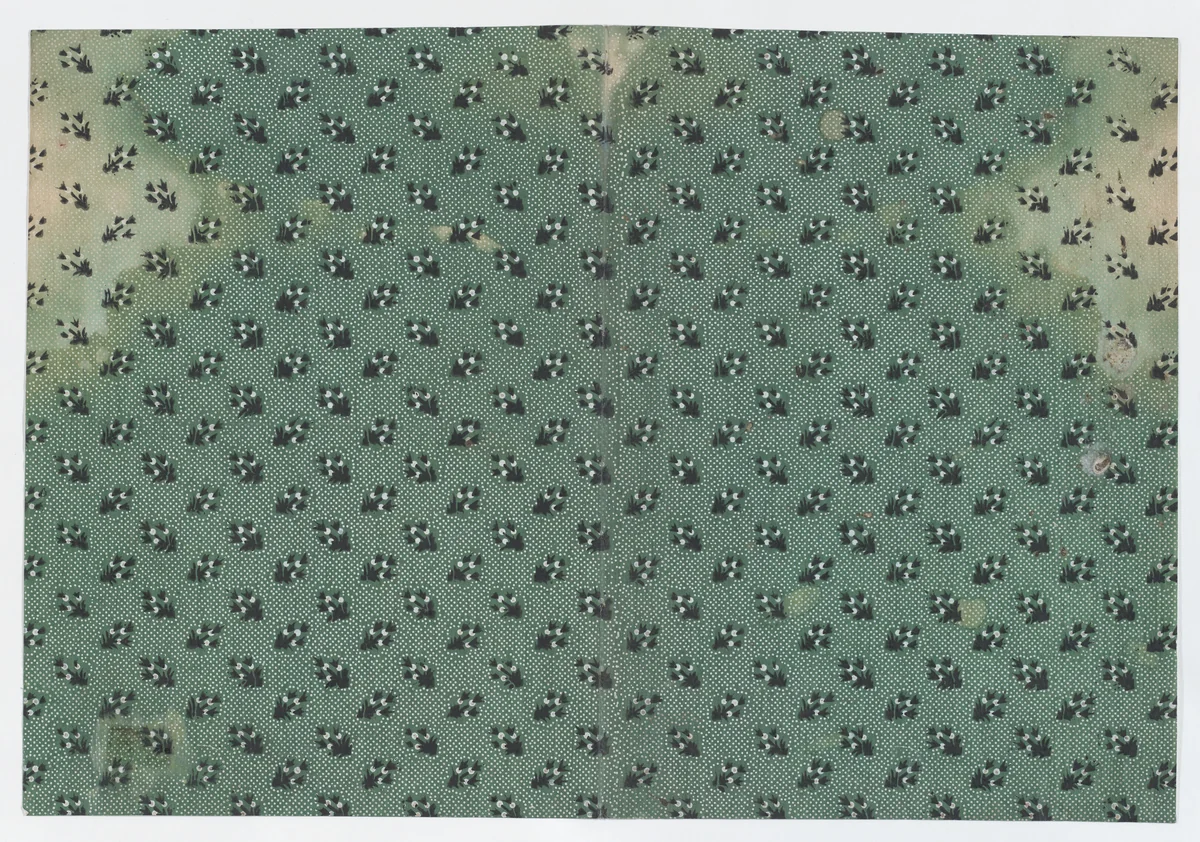 Book cover with overall dot design with bouquets by anonymous, print, 1800-1900