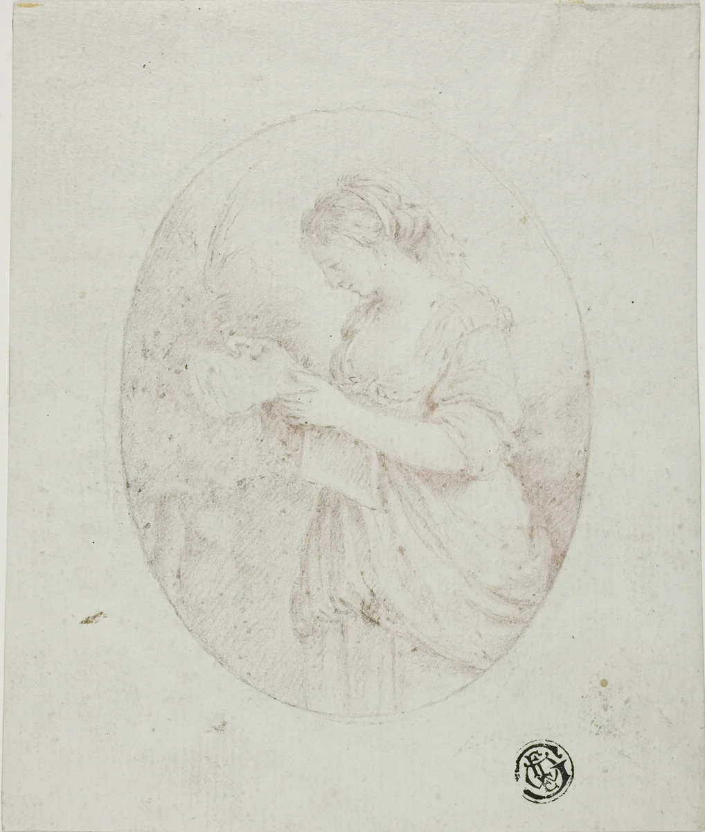 Young Woman Reading by Unknown Artist, drawing, 1700-1799