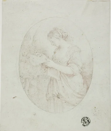 Young Woman Reading by Unknown Artist, drawing, 1700-1799