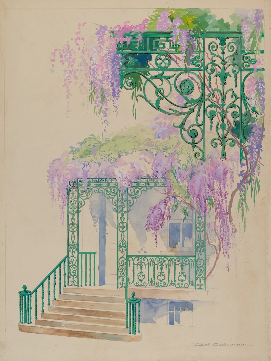Cast Iron Porch Railing by Gilbert Sackerman, index of american design, 1936