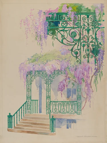 Cast Iron Porch Railing by Gilbert Sackerman, index of american design, 1936