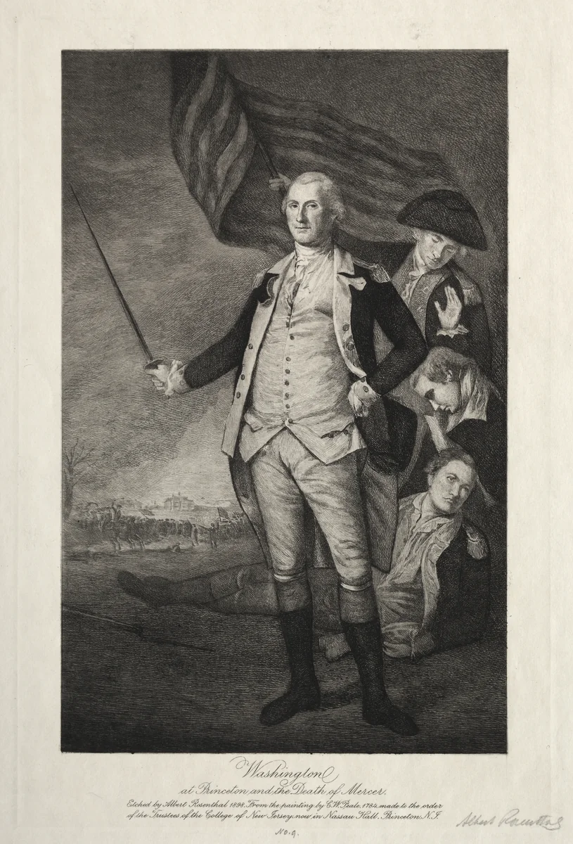 George Washington at Princeton by Albert Rosenthal, print, 1898
