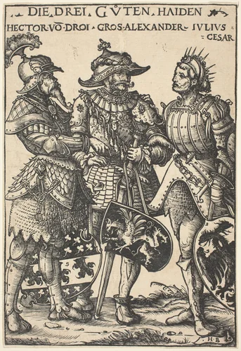 Hector, Alexander and Julius Caesar by Hans Burgkmair, print, 1516