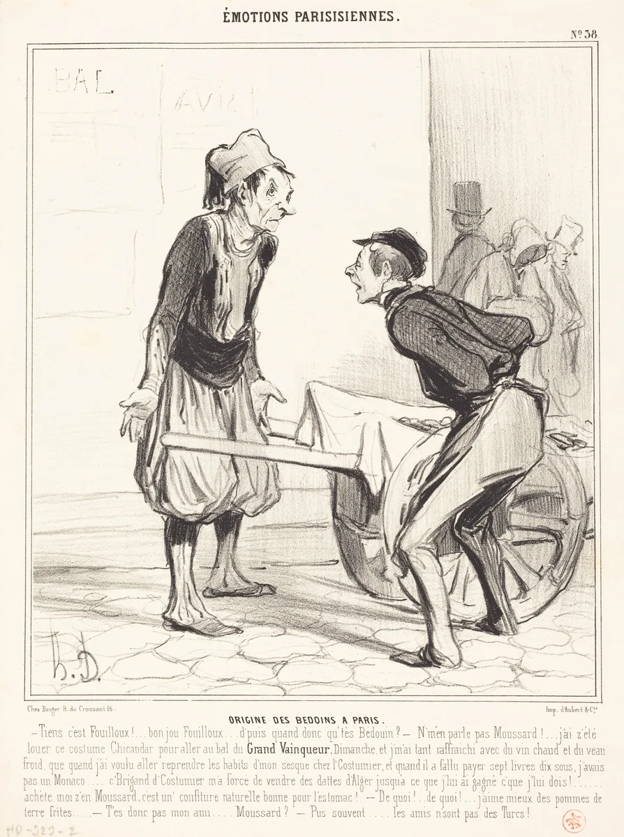 Origine des Bédoins a Paris by Honoré Daumier, print, 1841