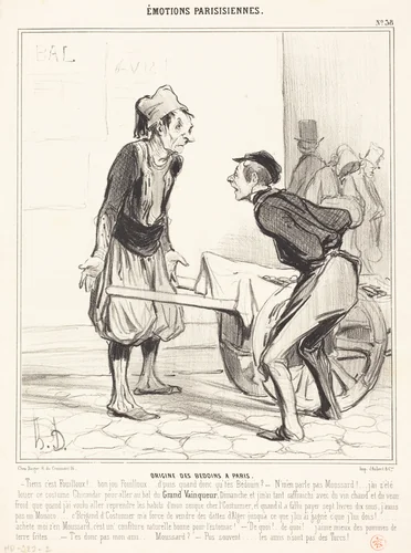 Origine des Bédoins a Paris by Honoré Daumier, print, 1841