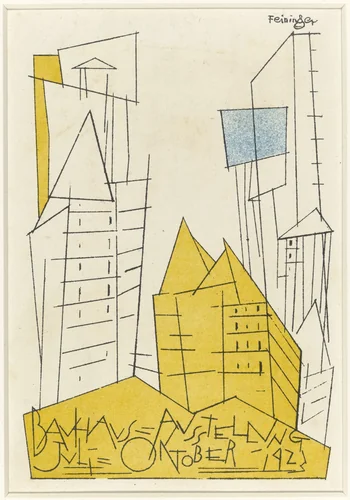 Postcard for "Bauhaus Exhibition July - October 1923" by Lyonel Feininger, design, 1923