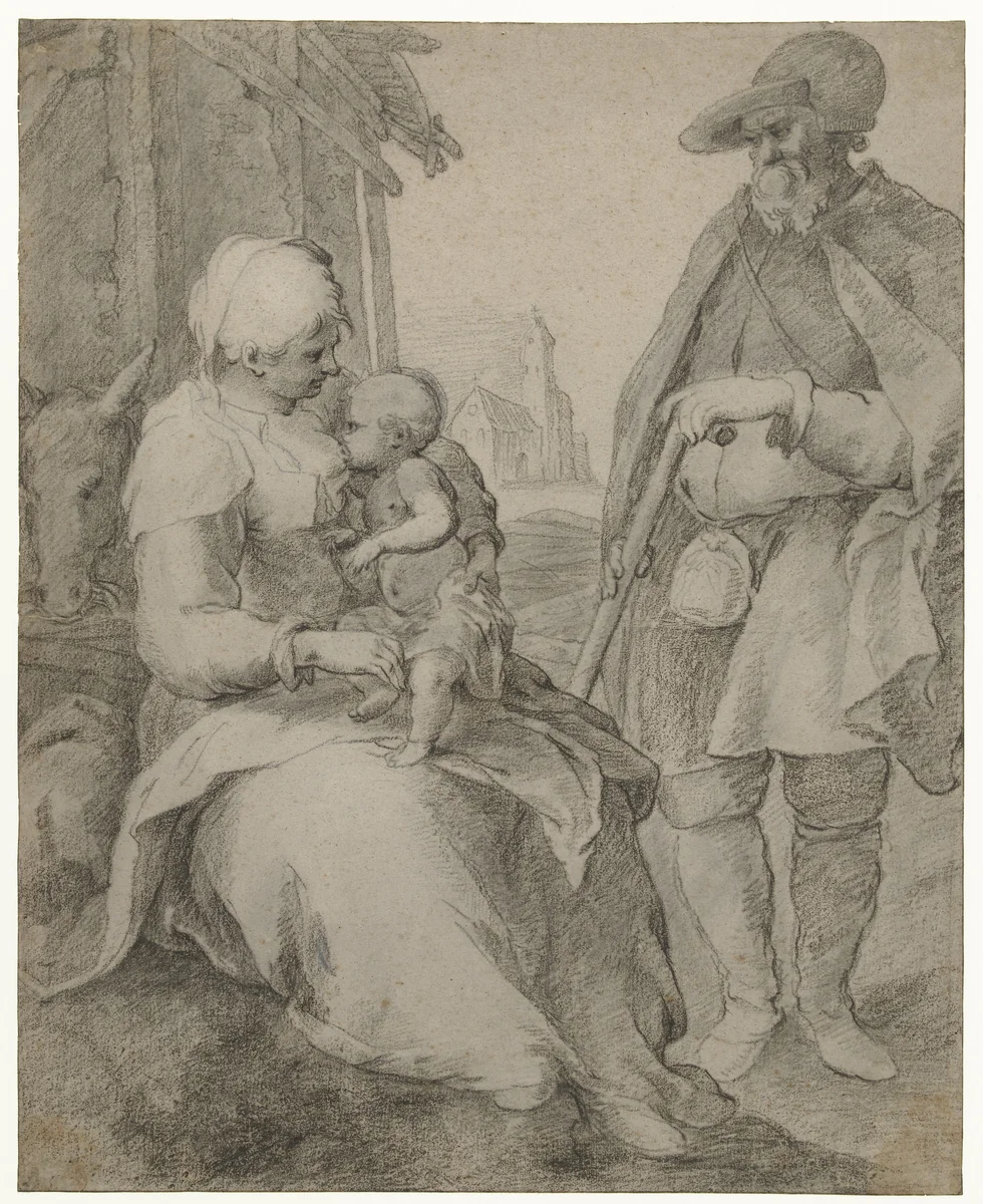 The Holy Family by Paulus Willemsz. van Vianen, drawing, 1580-1613