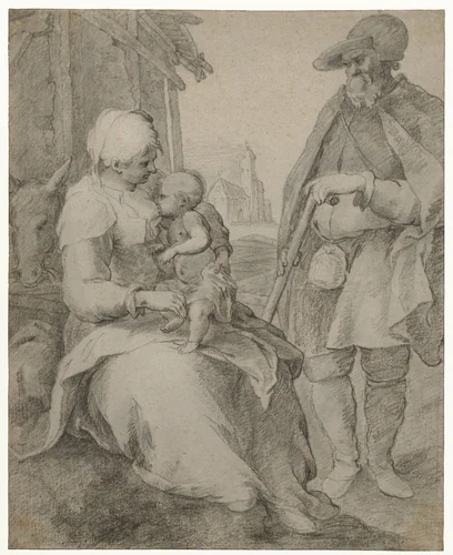 The Holy Family by Paulus Willemsz. van Vianen, drawing, 1580-1613