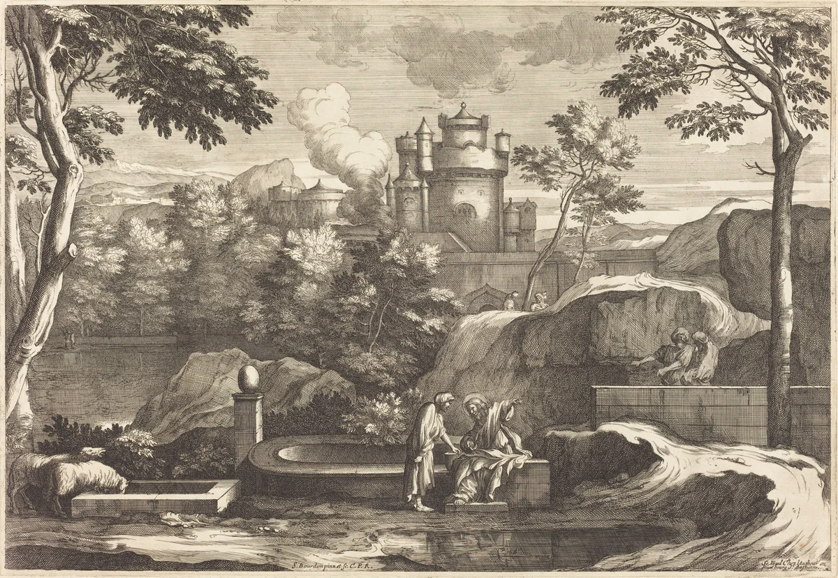 Jesus and the Samaritan by Sébastien Bourdon, print, 1616-1671