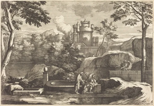 Jesus and the Samaritan by Sébastien Bourdon, print, 1616-1671
