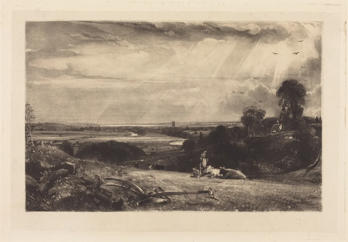 Summer Morning by David Lucas; John Constable, print, 1830