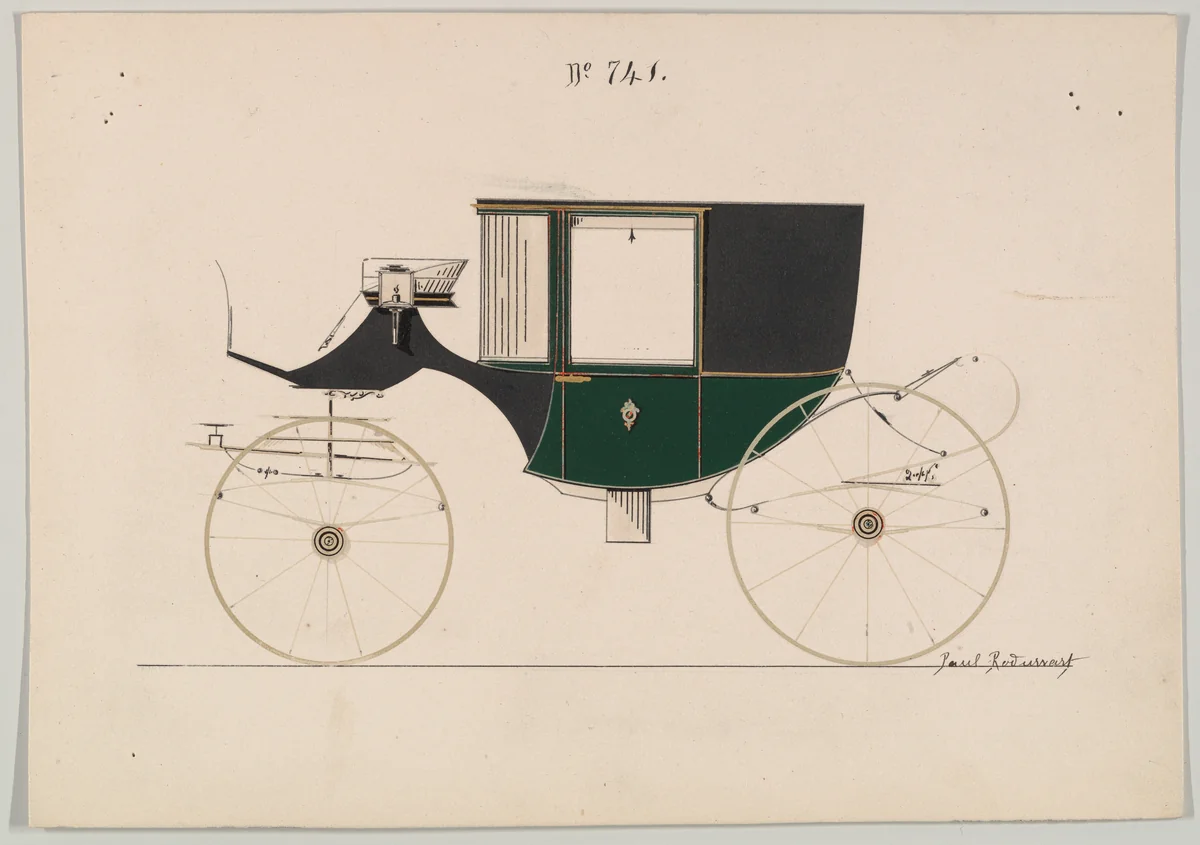 Design for Coupé, no. 741 by Brewster & Co., drawing, 1850-1870
