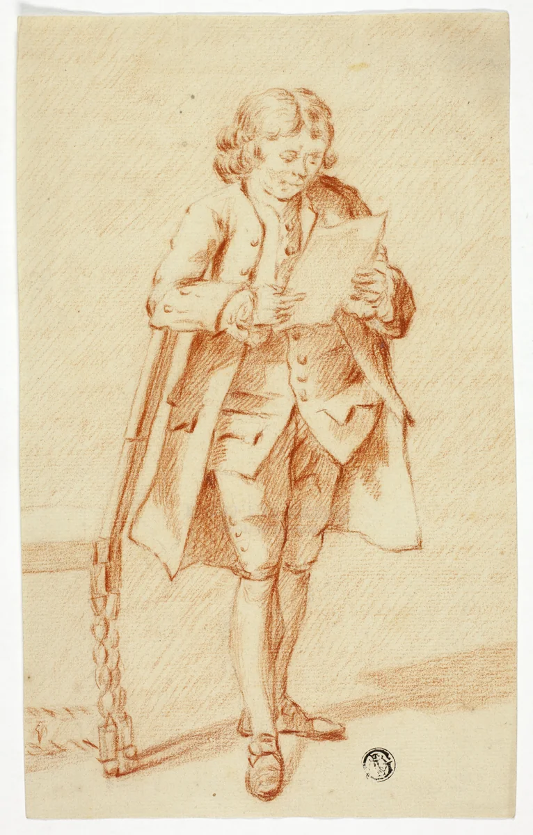 Standing Man Reading a Letter by Unknown Artist, drawing, 1700-1799