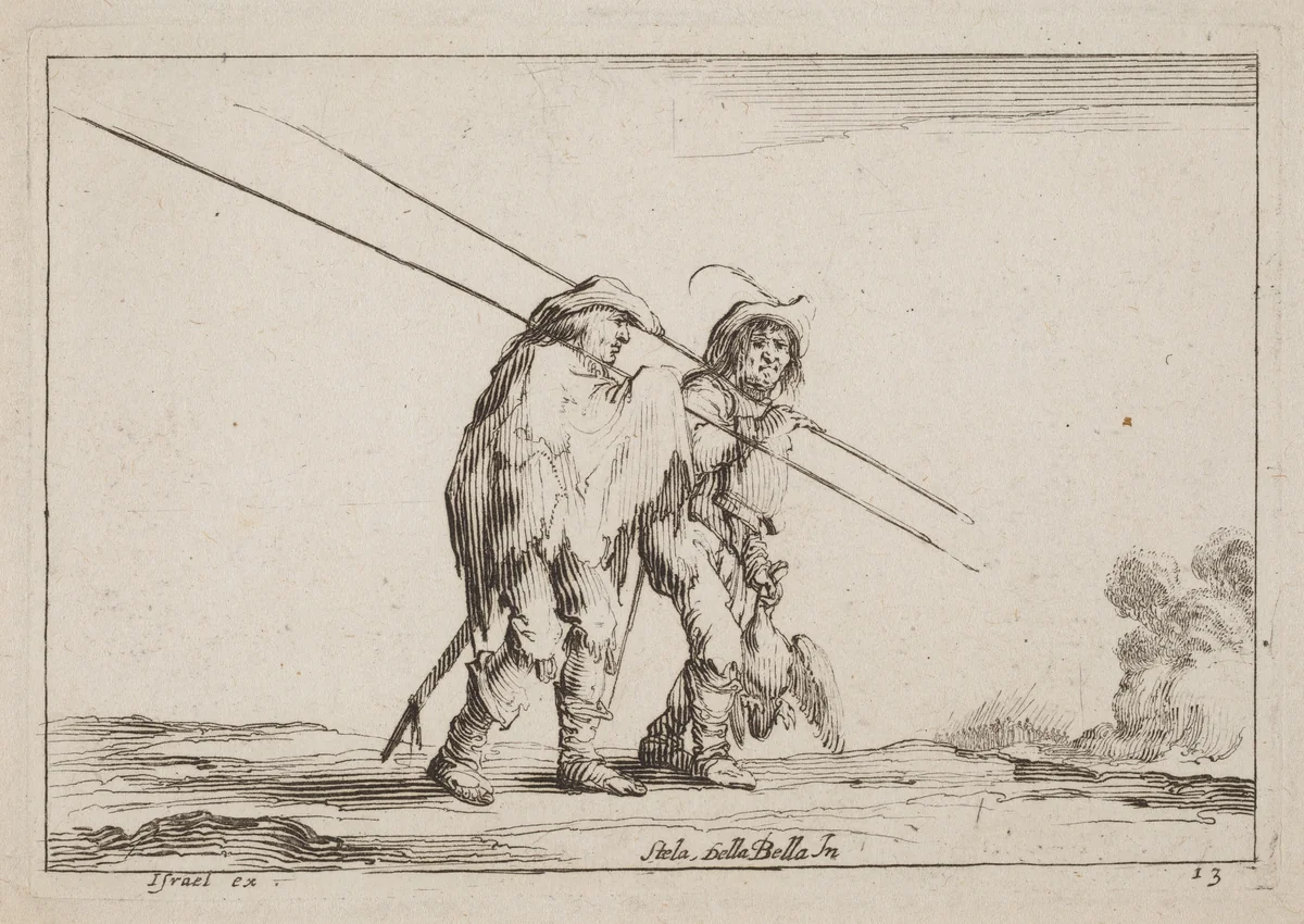 Two Pikemen Traveling on Foot by Claude Goyrand; Stefano Della Bella, print, 1620-1662
