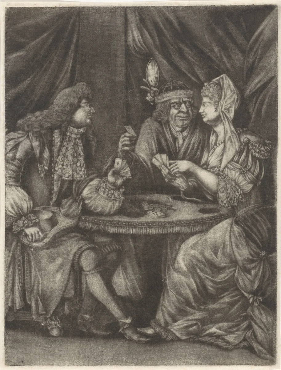 Couple Cheating at Cards by anonymous, print, 1700-1725