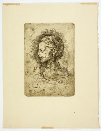 Female Head by Jean Baptiste Carpeaux, print, 1860