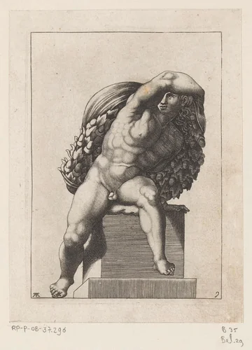 Zittend naakt by Unknown, print, 1585