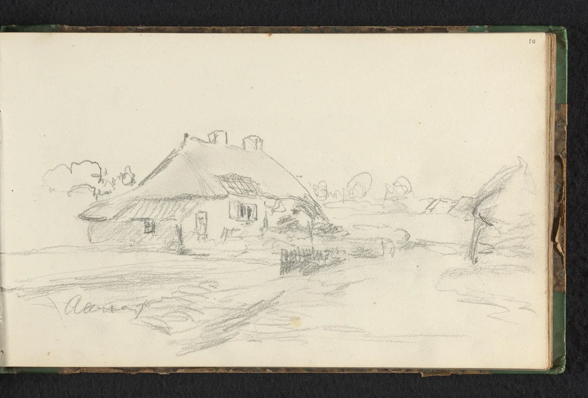 Gezicht op een boerderij by Jan Bedijs Tom, drawing, 1823-1894