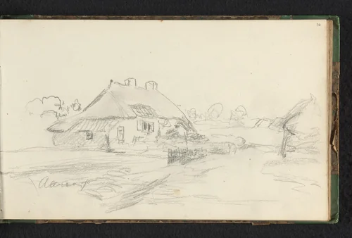 Gezicht op een boerderij by Jan Bedijs Tom, drawing, 1823-1894