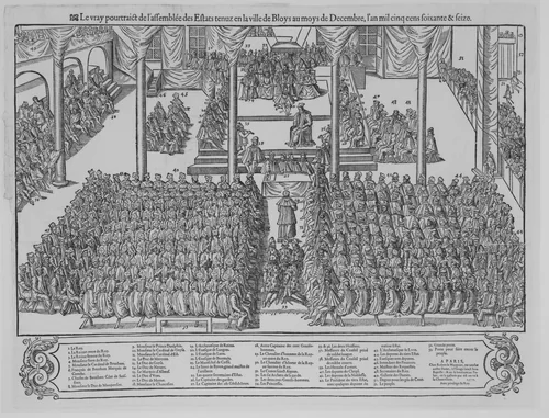 Le vray pourtraict de l'assemblee des Estats tenuz en la ville de Bloys au moys de Decembre, l'an mil cinq cens soixante & seize by anonymous, print, 1577