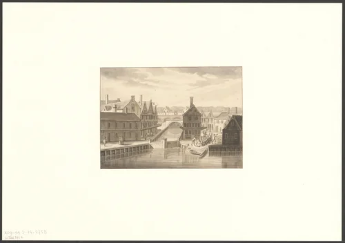 Gezicht op de schutsluis Boerenverdriet by anonymous, drawing, 1700-1799