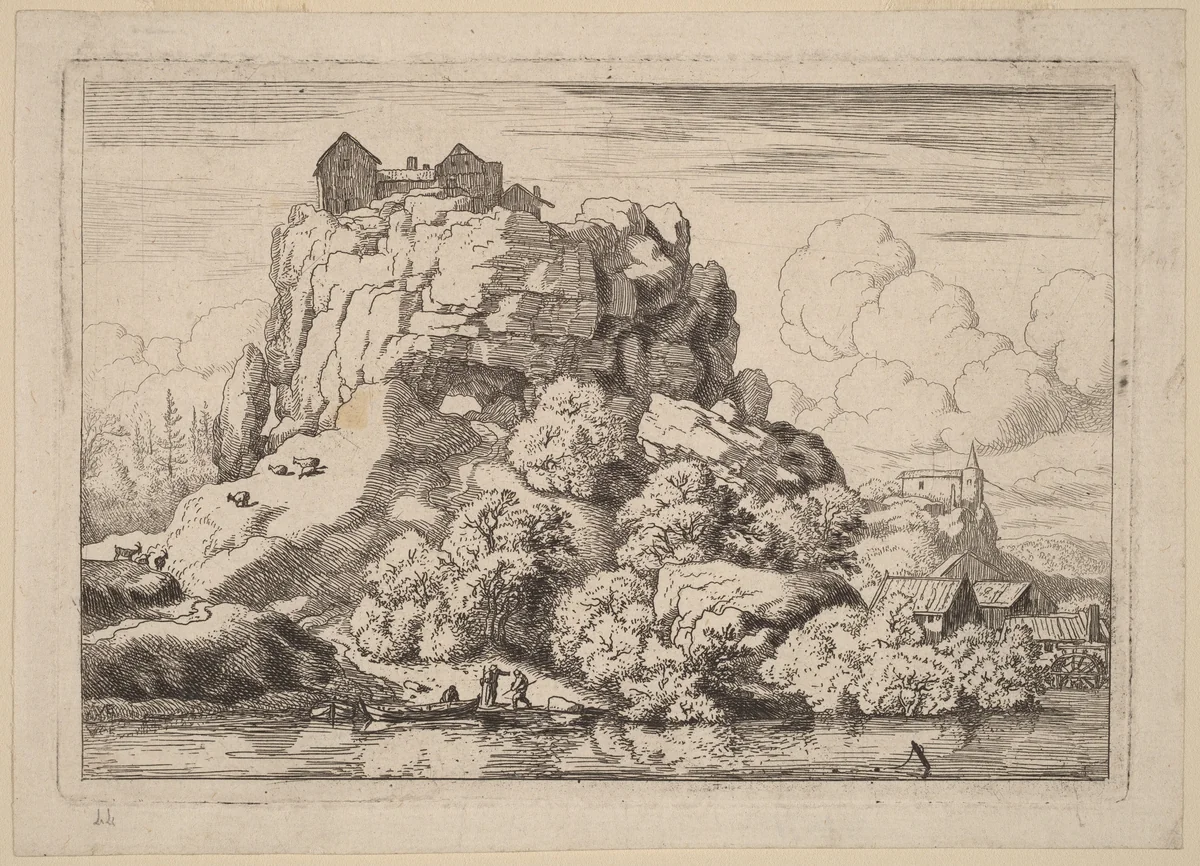 River at the Foot of a High Rock by Allart van Everdingen, print, 1645-1656