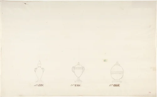 Design for Three Vases by anonymous, drawing, 1765-1790