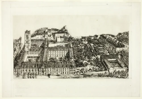 Collège Henry IV (or Lycée Napoléon), Paris by Charles Meryon, print, 1863-1864