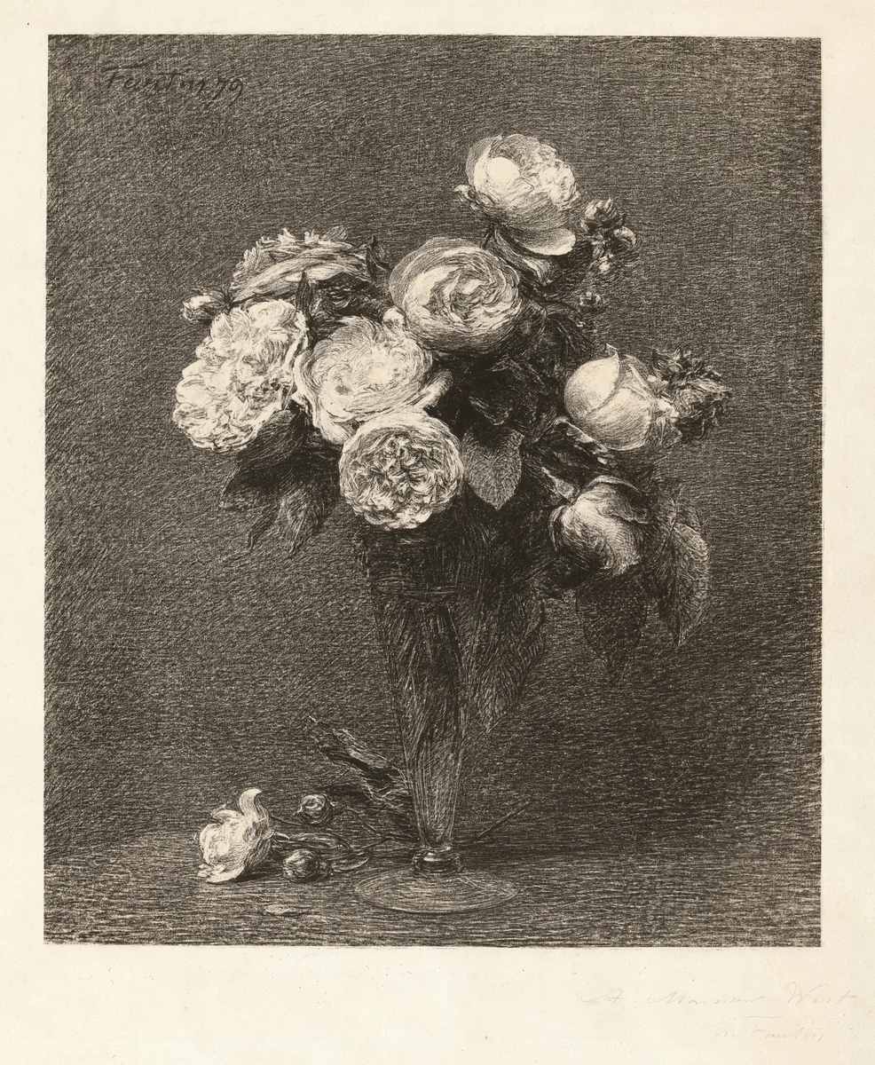 Bouquet of Roses by Henri Fantin-Latour, print, 1879