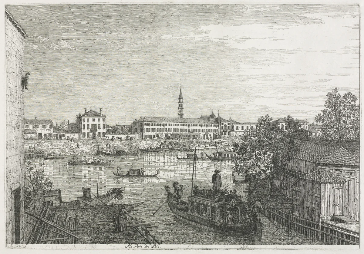 Views: The Harbor at Dolo by Antonio Canaletto, print, 1735-1746