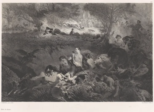 Dreams of Hunting by Célestin Nanteuil, print, 1858