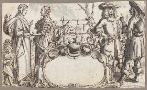 Allegory of Poverty and Wealth by Conrad Meyer, drawing, 1618-1689