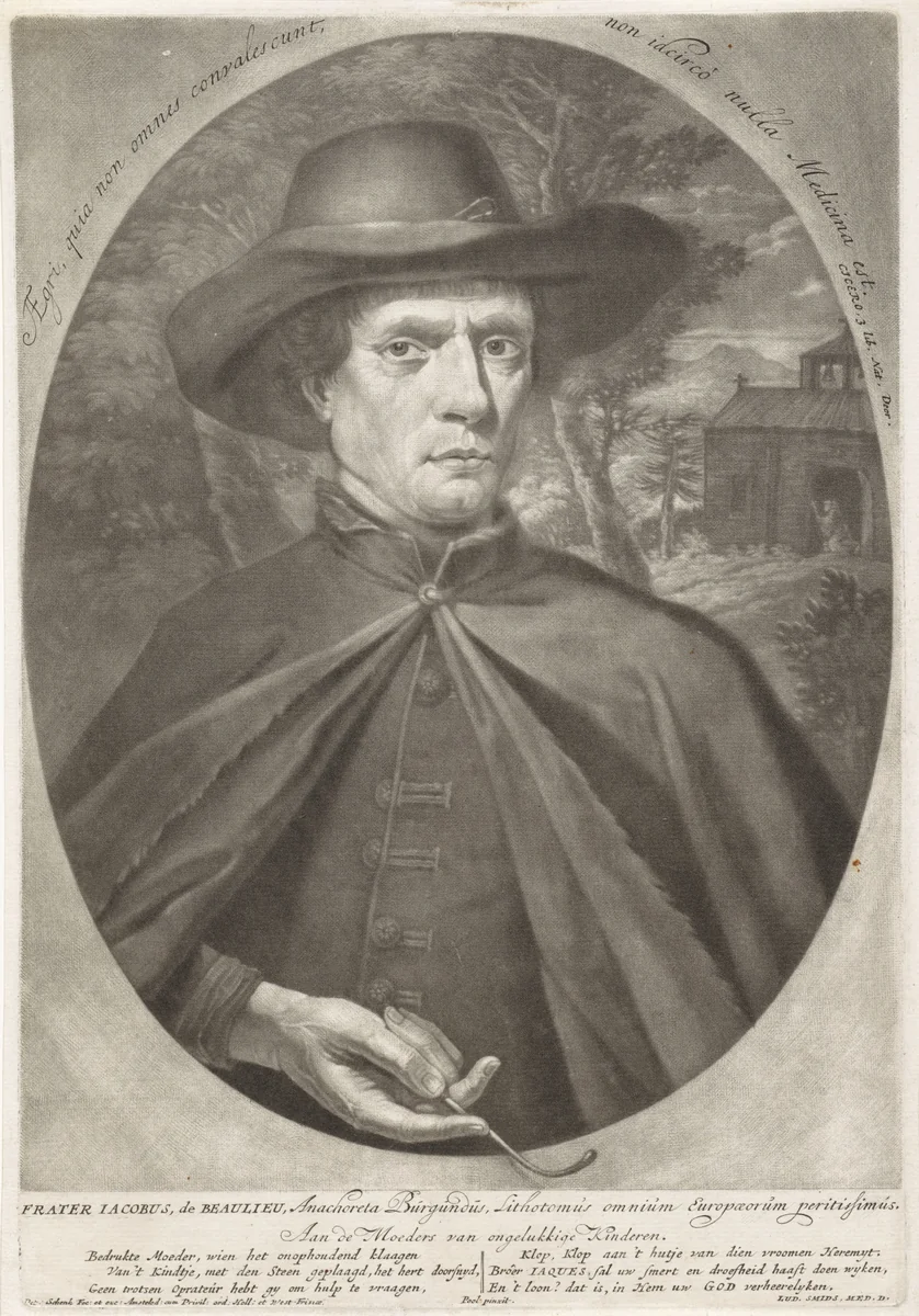 Portret van frère Jaques de Beaulieu by Pieter Schenk, print, 1670-1713