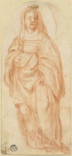 Standing Woman by Andrea del Sarto, drawing, 1598-1602