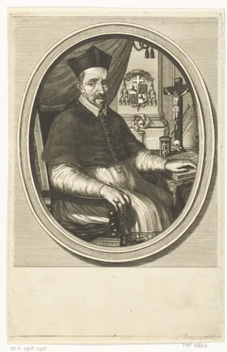 Portret van apostolisch vicaris Sasbout Vosmaer by François van Bleyswijck, print, 1681-1726