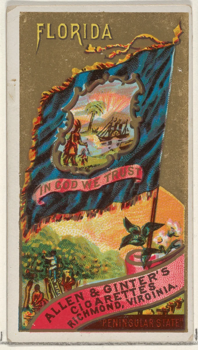 Florida, from Flags of the States and Territories (N11) for Allen & Ginter Cigarettes Brands by Allen & Ginter, print, 1888