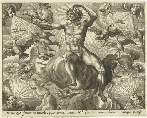 Lucht by Adriaen Collaert, print, 1580-1584