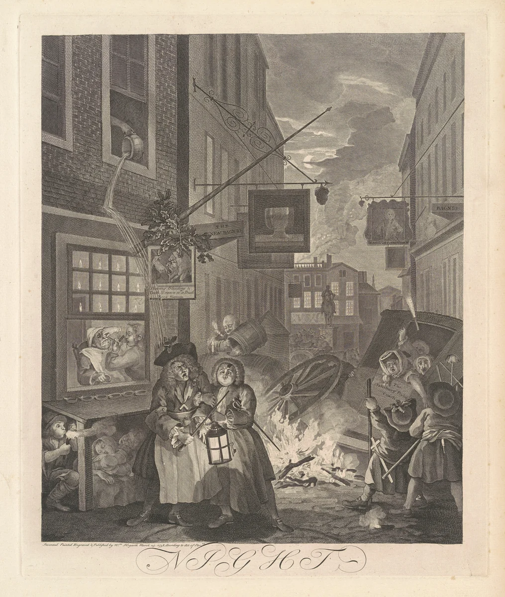 Night by William Hogarth, print, 1738