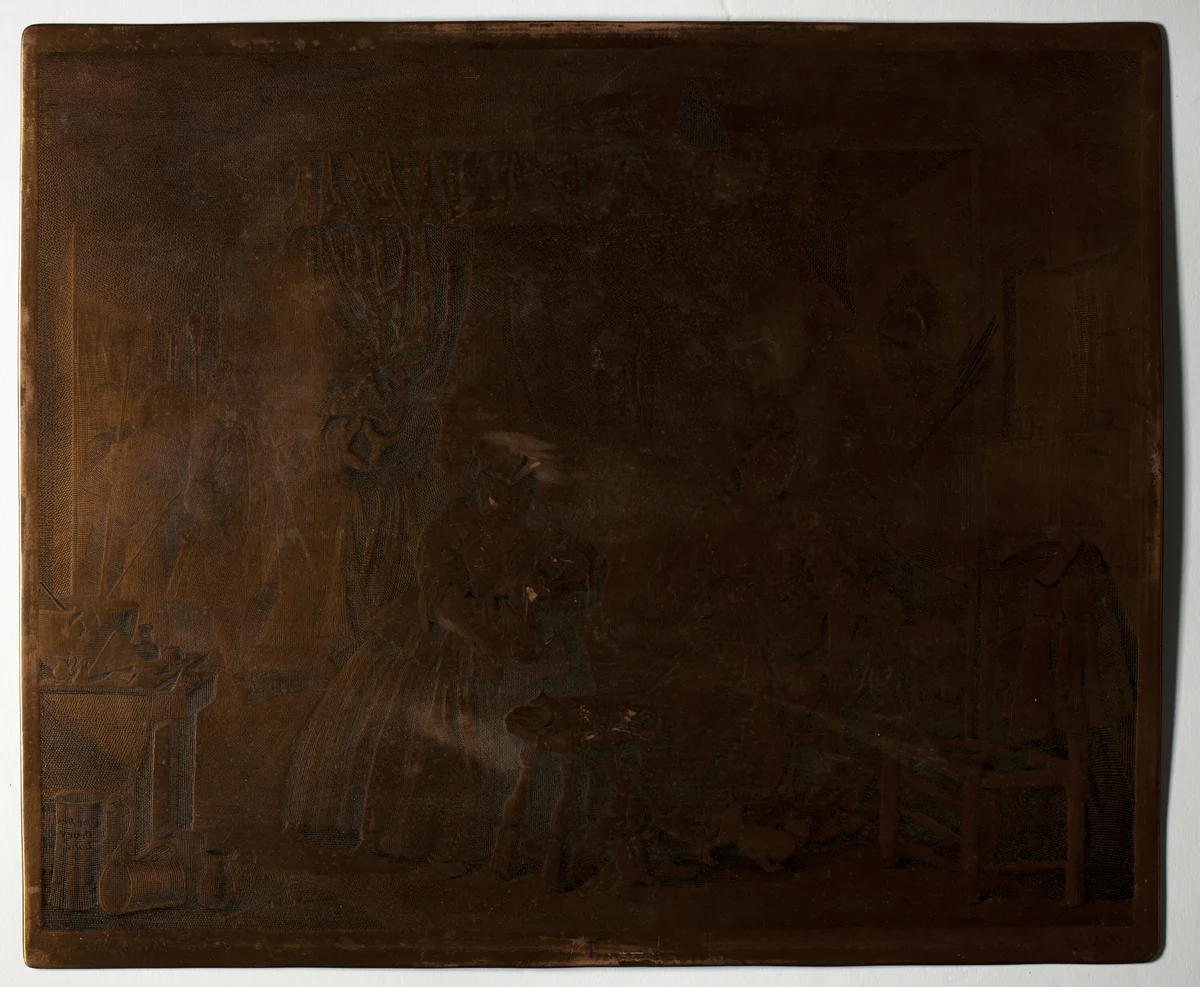 Plate three, from A Harlot's Progress by William Hogarth, print, 1732