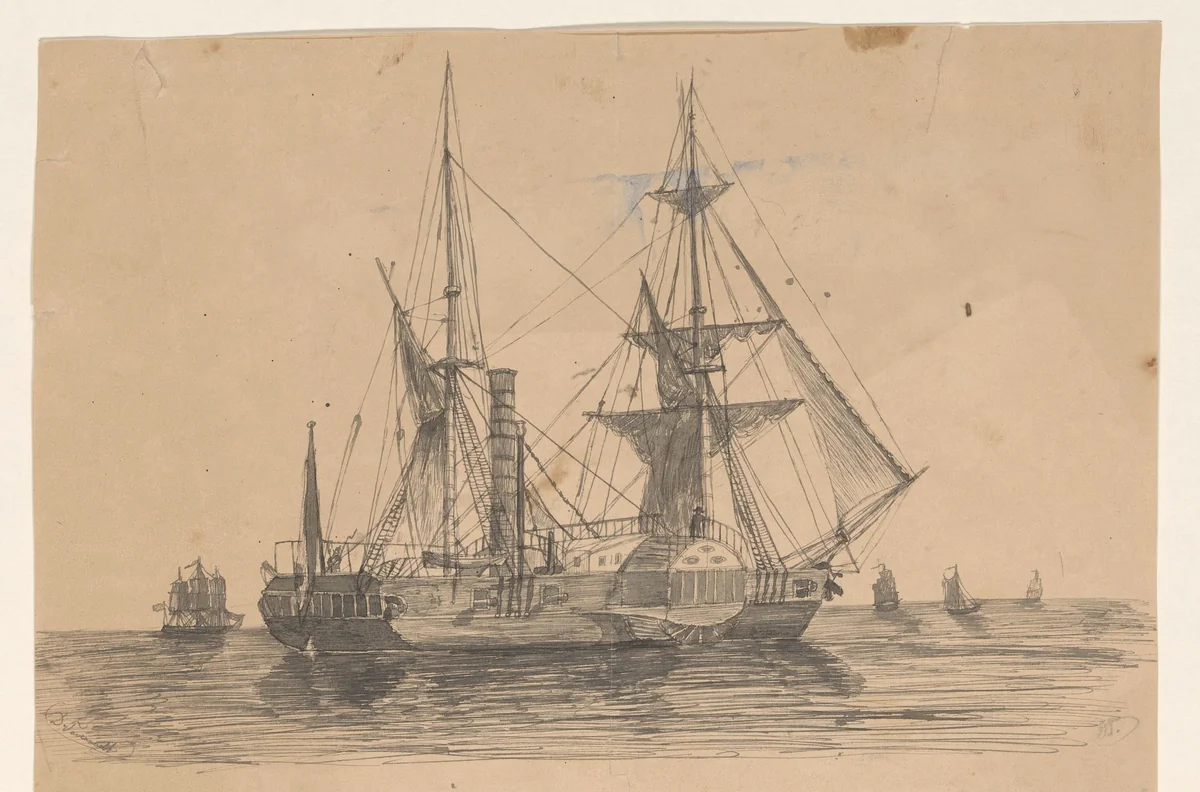 Stoomschip Marianna by Dirk Arnoldus Tavenraat, drawing, 1852
