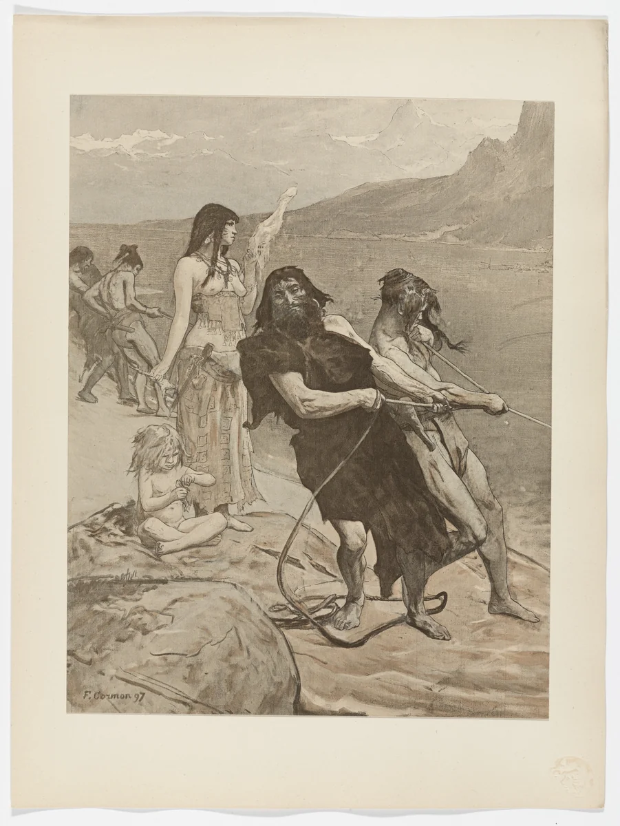 Lakeside Town (Cité lacustre) from L'Estampe moderne, no. 20 by F. Cormon, print, 1897