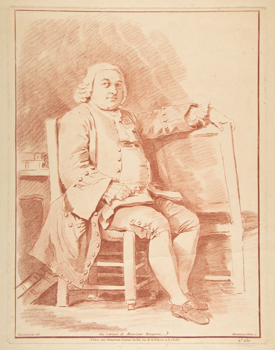 Portrait de Bergeret by Jean Honoré Fragonard, print, 1765-1775