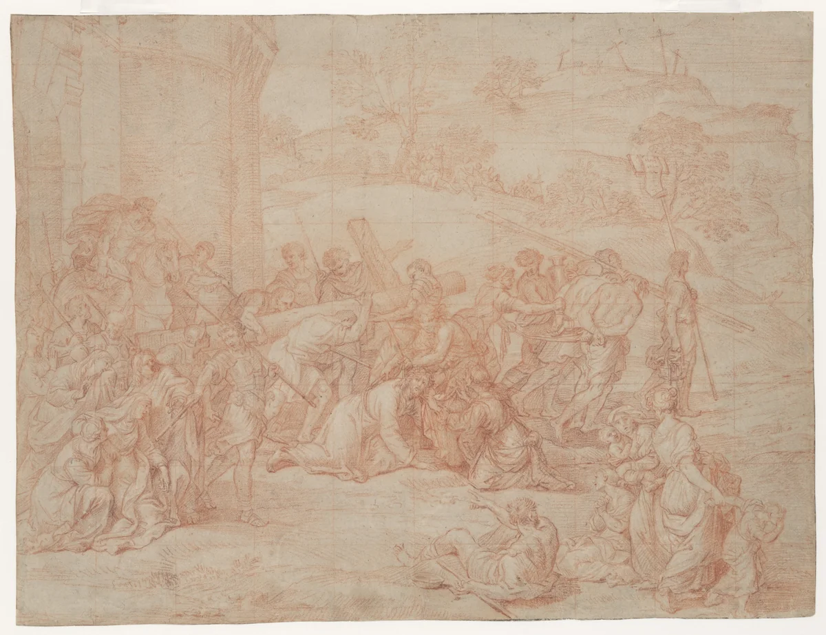 Christ Carrying the Cross by Pierre Mignard, drawing, 1679-1689