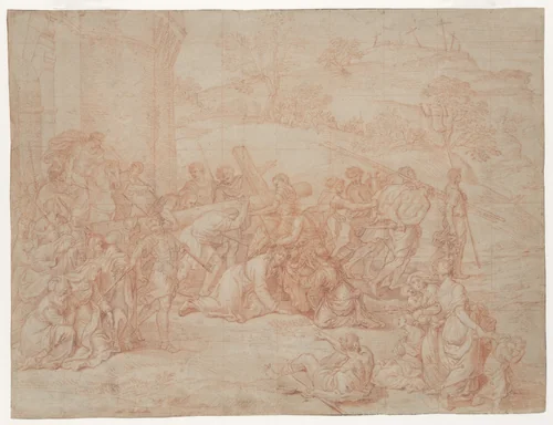 Christ Carrying the Cross by Pierre Mignard, drawing, 1679-1689