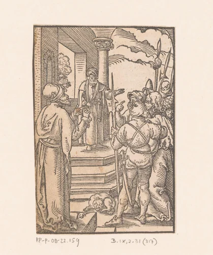 Christus voor Pilatus by Unknown, print, 1552